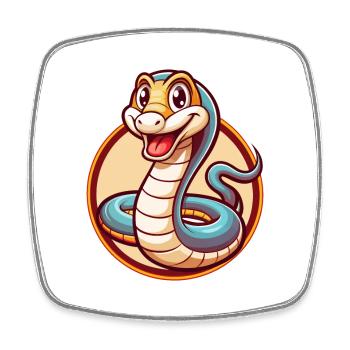 serpent mignon drôle kawaii dessin animé clipart animal de compagnie - Magnet carré - blanc - Devant