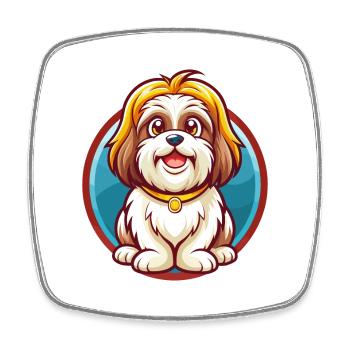 Shih Tzu Chien Drôle Kawaii Dessin animé Clipart Animal - Magnet carré - blanc - Devant