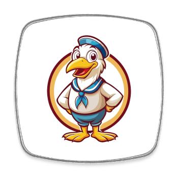Seagull Funny Kawaii Cartoon Clipart Animal Pet - Square fridge magnet - white - Front