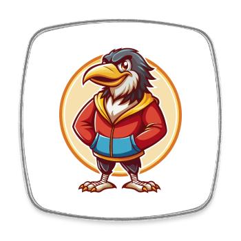corbeau mignon drôle Kawaii dessin animé Clipart animal de compagnie - Magnet carré - blanc - Devant