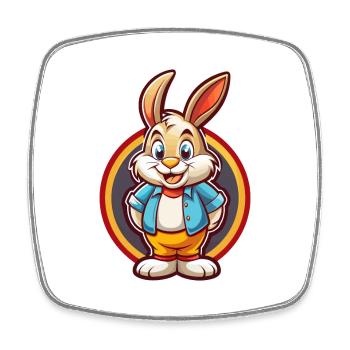 Rabbit Funny Kawaii Cartoon Clipart Animal Pet - Square fridge magnet - white - Front