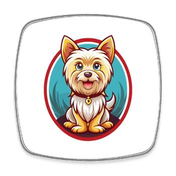 Yorkshire Terrier Dog Funny Kawaii Cartoon Animal - Square fridge magnet - white - Front