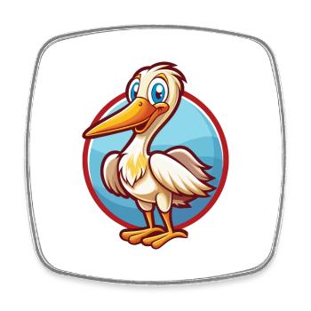 Storch Niedlich Lustig Kawaii Cartoon Clipart Tier Haustier - Viereckiger Kühlschrankmagnet - Weiß - Vorne