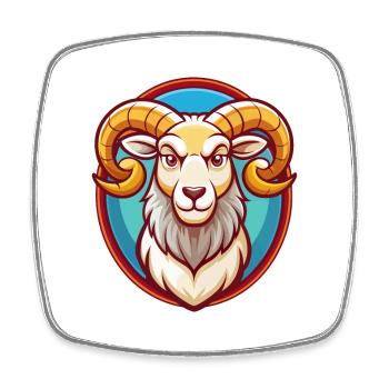Ram Niedlich Lustig Kawaii Cartoon Clipart Tier Haustier - Viereckiger Kühlschrankmagnet - Weiß - Vorne
