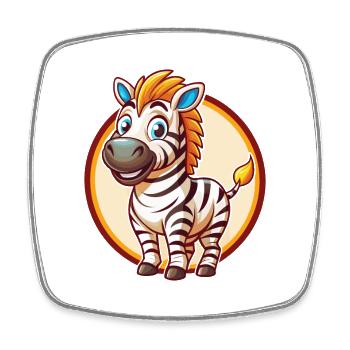 Zebra Niedlich Lustig Kawaii Cartoon Clipart Tier Haustier - Viereckiger Kühlschrankmagnet - Weiß - Vorne