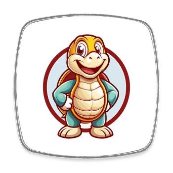 Schildkröte Lustige Kawaii Cartoon Clipart Tier Haustier - Viereckiger Kühlschrankmagnet - Weiß - Vorne