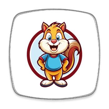 Squirrel Funny Kawaii Cartoon Clipart Animal Pet - Square fridge magnet - white - Front