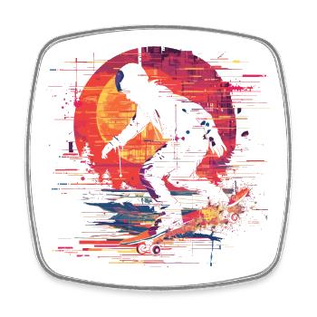 Skateboarder Pixel Art - Square fridge magnet - white - Front