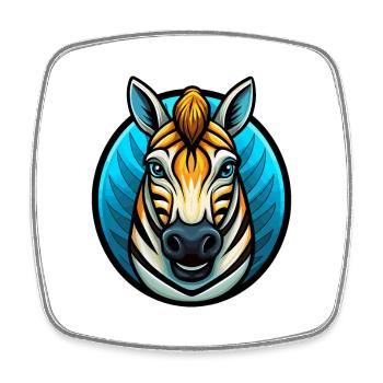 Zebra Bunte Kawaii Cartoon Figur Clipart - Viereckiger Kühlschrankmagnet - Weiß - Vorne