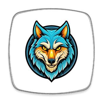 Wolf Colorful Kawaii Cartoon Character Clipart Pet - Square fridge magnet - white - Front