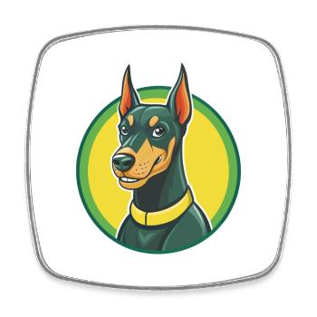 Dobermann chien mignon Kawaii dessin animé Clipart Animal - Magnet carré - blanc - Devant