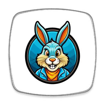 Hase Bunte Kawaii Cartoon Figur Clipart - Viereckiger Kühlschrankmagnet - Weiß - Vorne