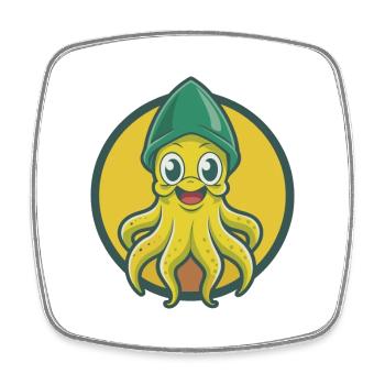 Squid Cute Kawaii Cartoon Clipart Pet Animal - Square fridge magnet - white - Front