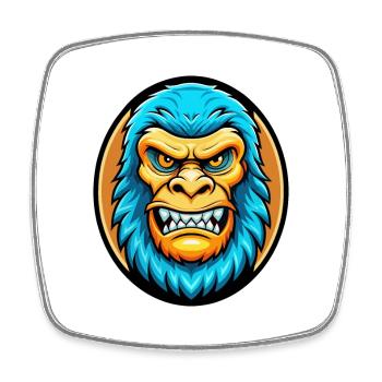 BigFoot coloré Kawaii Dessin animé Personnage Clipart - Magnet carré - blanc - Devant