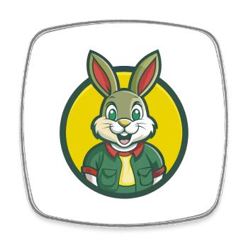 Hase süße Kawaii Cartoon Clipart Haustier Tier - Viereckiger Kühlschrankmagnet - Weiß - Vorne