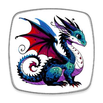 Drache - Viereckiger Kühlschrankmagnet - Weiß - Vorne