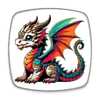 Drache - Viereckiger Kühlschrankmagnet - Weiß - Vorne