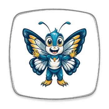 papillon cool kawaii dessin animé personnage clipart - Magnet carré - blanc - Devant