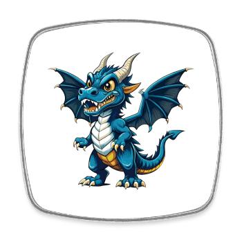 Drache Cool Kawaii Cartoon Charakter Clipart - Viereckiger Kühlschrankmagnet - Weiß - Vorne