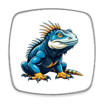 Iguana Cool Kawaii Cartoon Character Clipart - Square fridge magnet - white - Front
