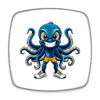 Oktopus Cool Kawaii Cartoon Figur Clipart - Viereckiger Kühlschrankmagnet - Weiß - Vorne