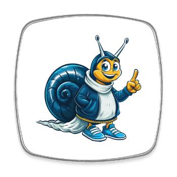 Schnecke Cool Kawaii Cartoon Charakter Clipart - Viereckiger Kühlschrankmagnet - Weiß - Vorne