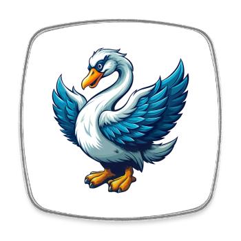 Swan Cool Kawaii Cartoon Charakter Clipart - Viereckiger Kühlschrankmagnet - Weiß - Vorne