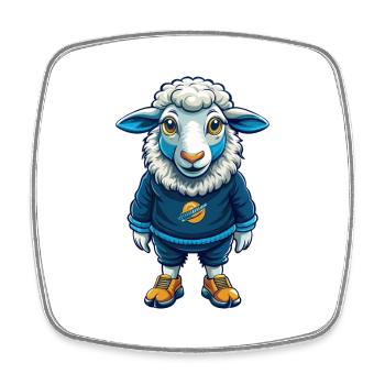 Schaf Cool Kawaii Cartoon Charakter Clipart - Viereckiger Kühlschrankmagnet - Weiß - Vorne