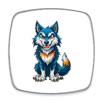 Wolf Cool Kawaii Cartoon Character Clipart - Square fridge magnet - white - Front