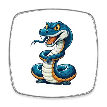 Schlange Cool Kawaii Cartoon Charakter Clipart - Viereckiger Kühlschrankmagnet - Weiß - Vorne
