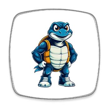tortue cool kawaii dessin animé personnage clipart - Magnet carré - blanc - Devant