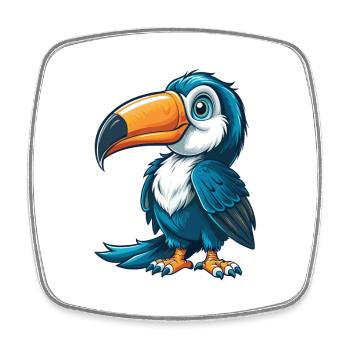 Toucan Cool Kawaii Cartoon Character Clipart - Square fridge magnet - white - Front