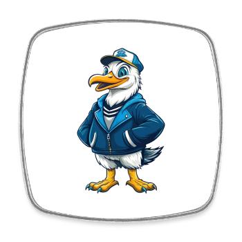 Seagull Cool Kawaii Cartoon Character Clipart - Square fridge magnet - white - Front