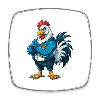 Hahn Cool Kawaii Cartoon Figur Clipart - Viereckiger Kühlschrankmagnet - Weiß - Vorne