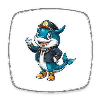 Wal Cool Kawaii Cartoon Charakter Clipart - Viereckiger Kühlschrankmagnet - Weiß - Vorne