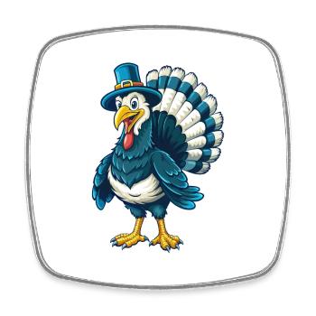 Turquie Cool Kawaii Dessin animé Personnage Clipart - Magnet carré - blanc - Devant