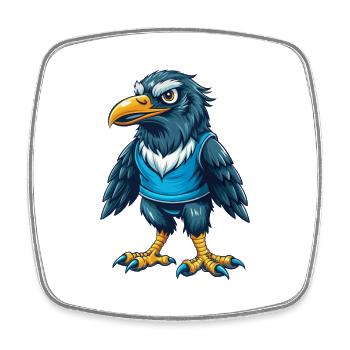Raven Cool Kawaii Cartoon Character Clipart - Square fridge magnet - white - Front