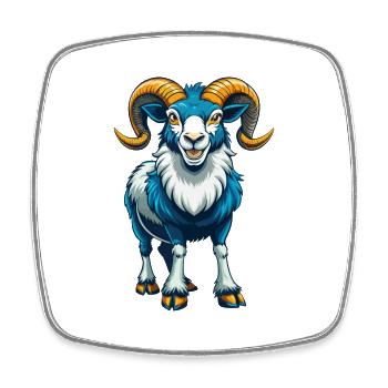 Ram Cool Kawaii Cartoon Figur Clipart - Viereckiger Kühlschrankmagnet - Weiß - Vorne