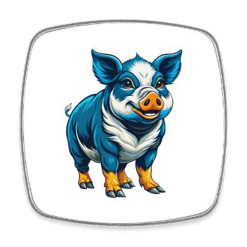 Pig Cool Kawaii Cartoon Character Clipart - Square fridge magnet - white - Front