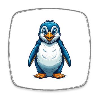 Pinguin Cool Kawaii Cartoon Charakter Clipart - Viereckiger Kühlschrankmagnet - Weiß - Vorne