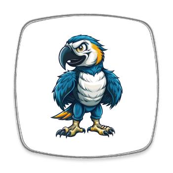 Papagei Cool Kawaii Cartoon Charakter Clipart - Viereckiger Kühlschrankmagnet - Weiß - Vorne