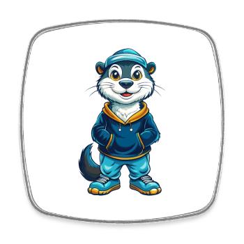 Otter Cool Kawaii Cartoon Charakter Clipart - Viereckiger Kühlschrankmagnet - Weiß - Vorne