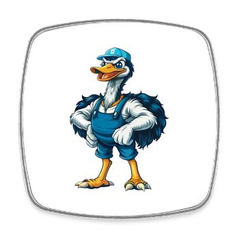 Strauß Cool Kawaii Cartoon Charakter Clipart - Viereckiger Kühlschrankmagnet - Weiß - Vorne
