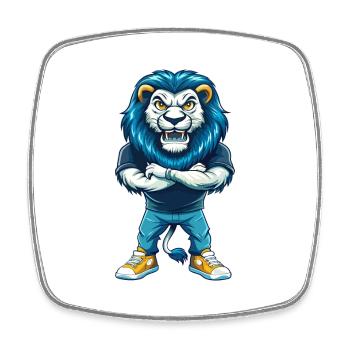 Lion Cool Kawaii Dessin Animé Personnage Clipart - Magnet carré - blanc - Devant