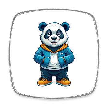 Panda Cool Kawaii Cartoon Charakter Clipart - Viereckiger Kühlschrankmagnet - Weiß - Vorne