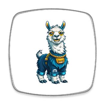 Lama Cool Kawaii Cartoon Charakter Clipart - Viereckiger Kühlschrankmagnet - Weiß - Vorne