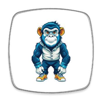 Monkey Cool Kawaii Cartoon Character Clipart - Square fridge magnet - white - Front