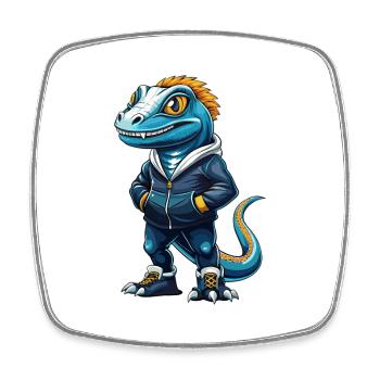 lézard cool kawaii dessin animé personnage clipart - Magnet carré - blanc - Devant