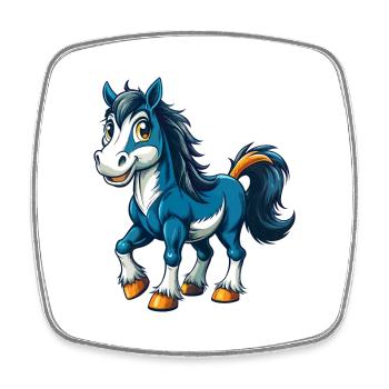 Pferd Cool Kawaii Cartoon Charakter Clipart - Viereckiger Kühlschrankmagnet - Weiß - Vorne