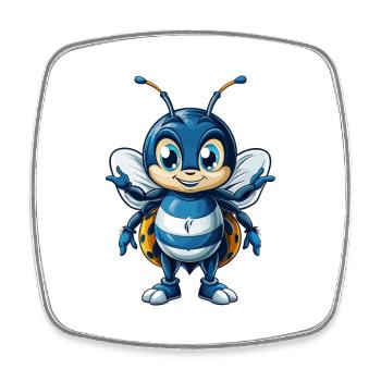 Ladybug Cool Kawaii Cartoon Character Clipart - Square fridge magnet - white - Front
